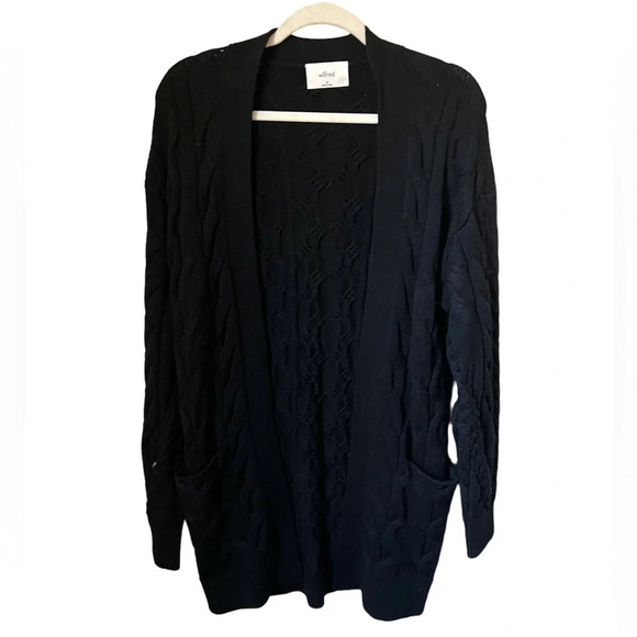 Wilfred Black Merino Wool Cable Knit Cardigan, size XS - Picture 1 of 5
